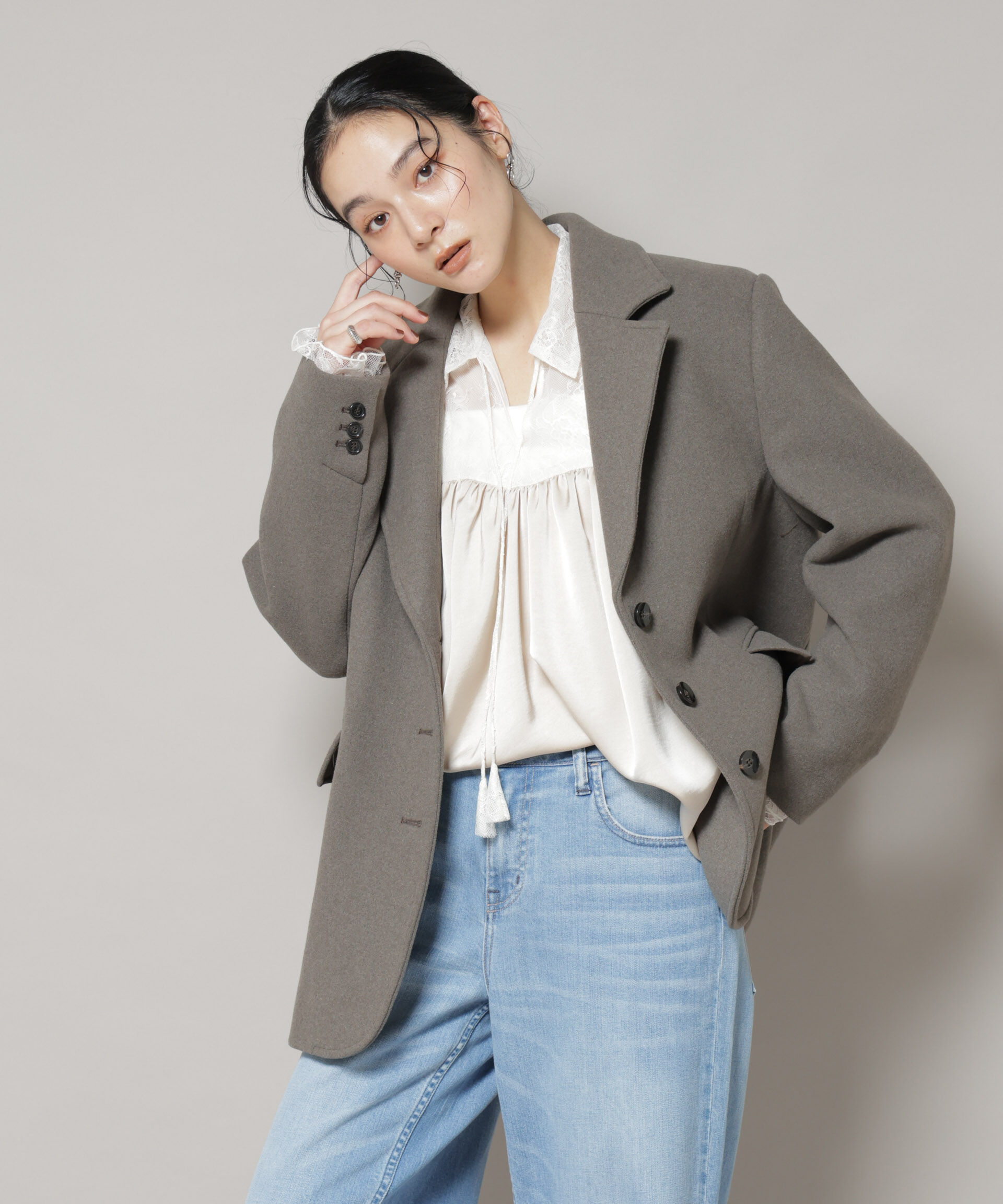 nano･universe「ワイドショルダージャケット」|テーラードジャケット|