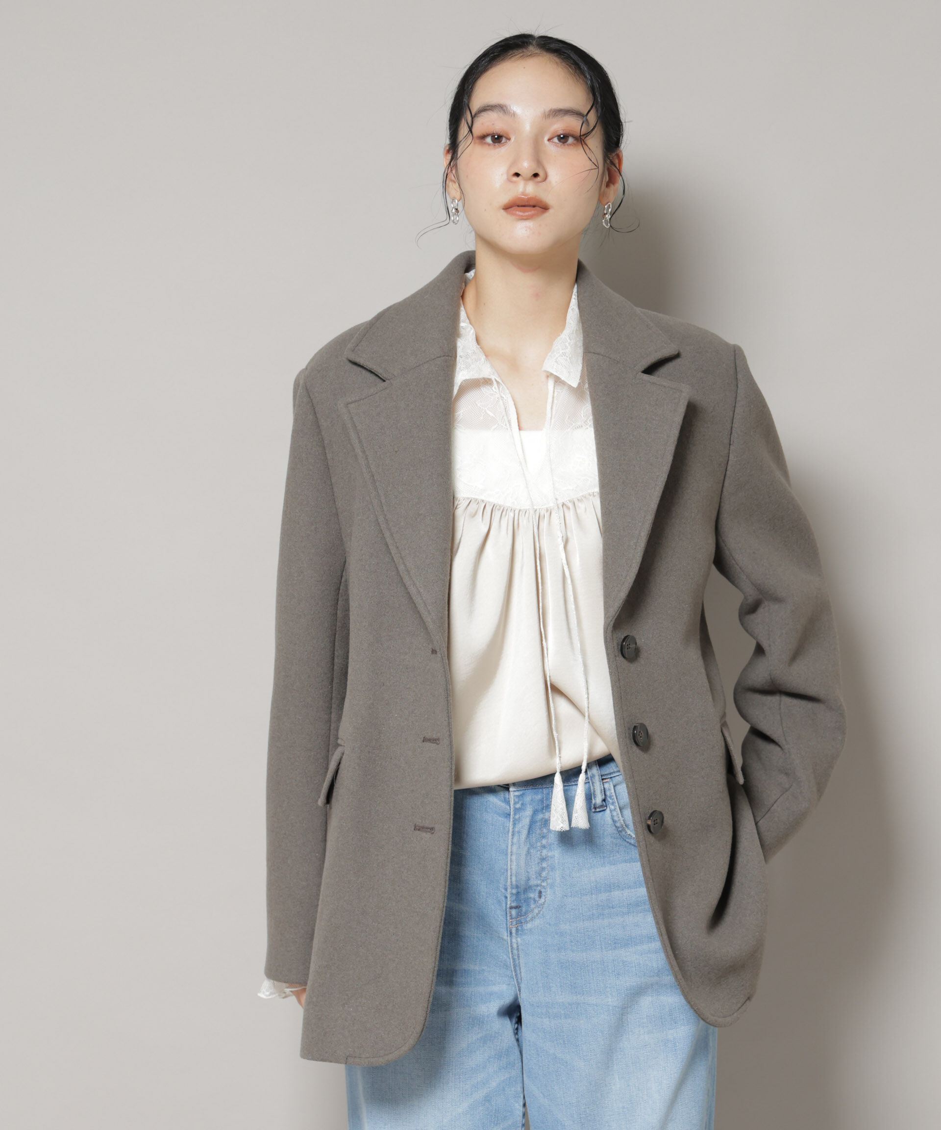 nano･universe「ワイドショルダージャケット」|テーラードジャケット|