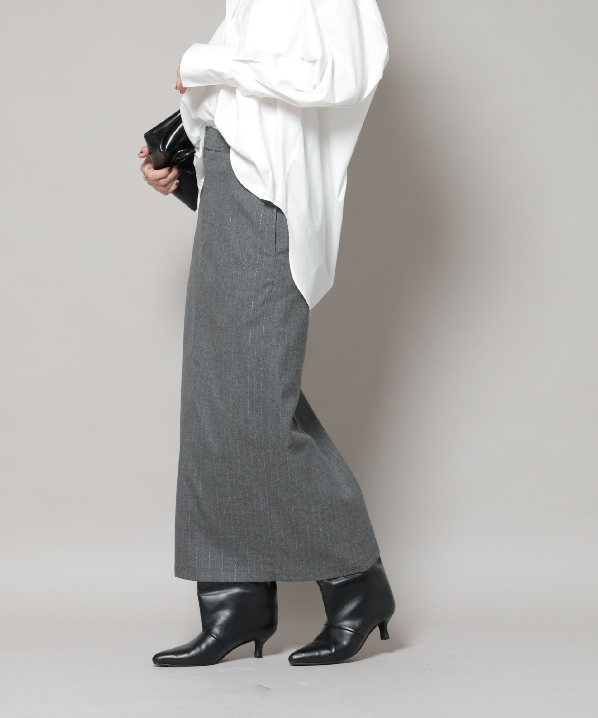 nano･universe「ラメストライプスーチングIラインスカート」|スカート|