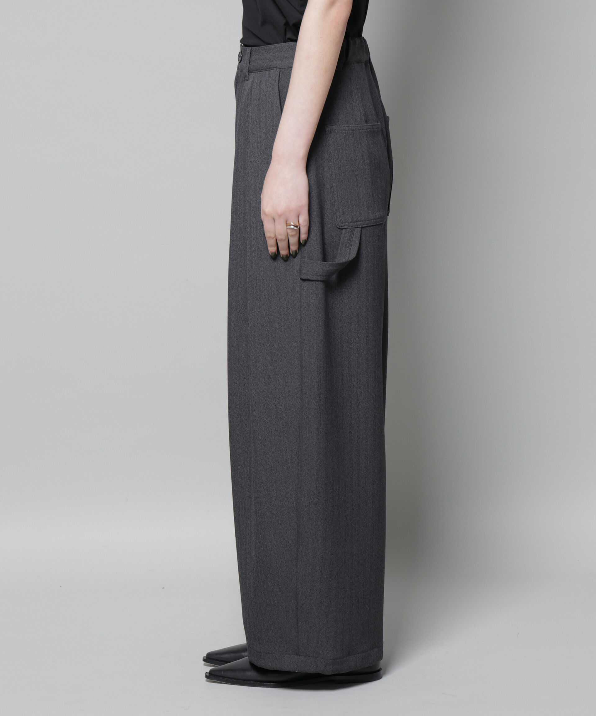 nano･universe「ヘリンボンツイードペインタードロストパンツ」|チノ|