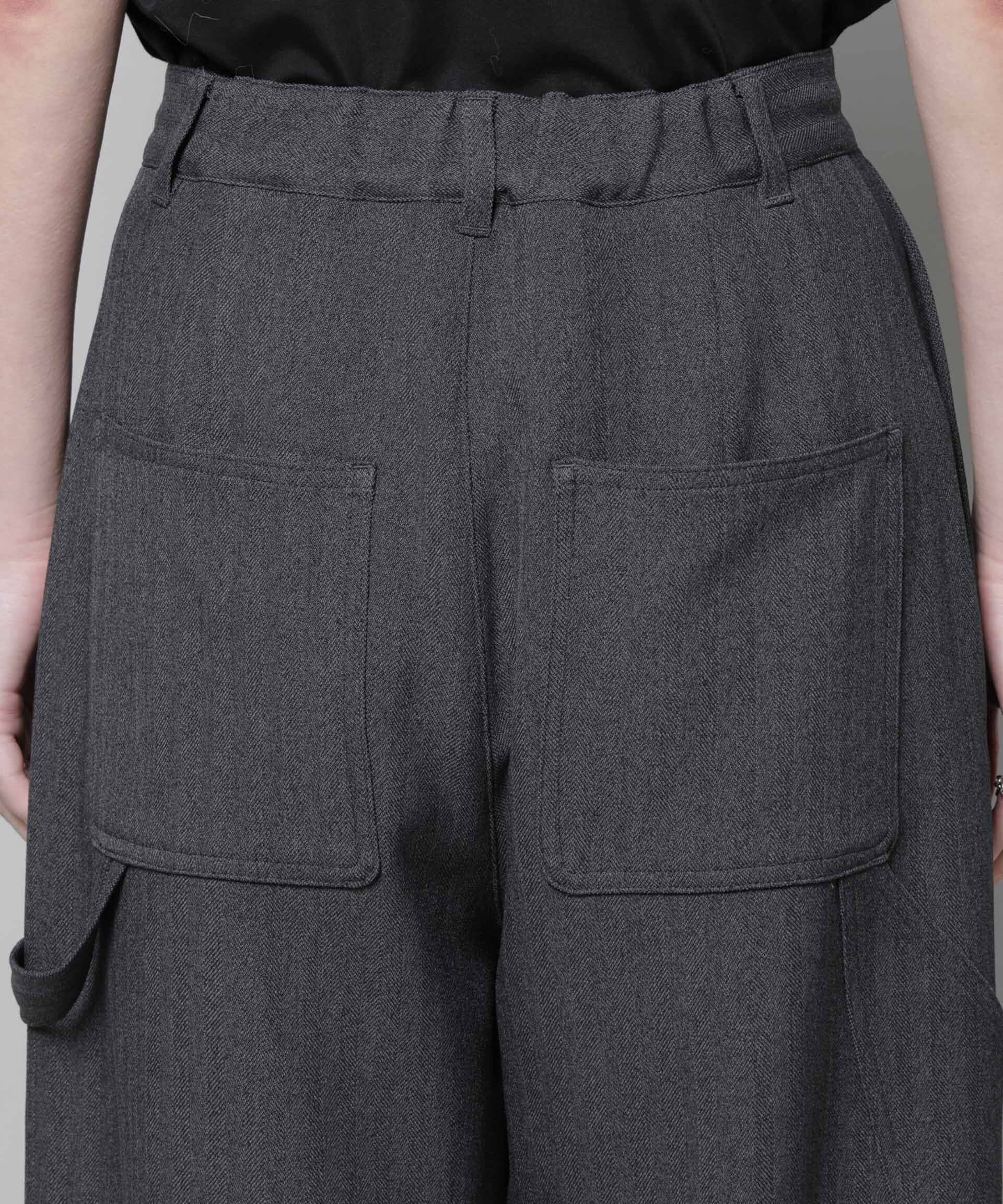 nano･universe「ヘリンボンツイードペインタードロストパンツ」|チノ|