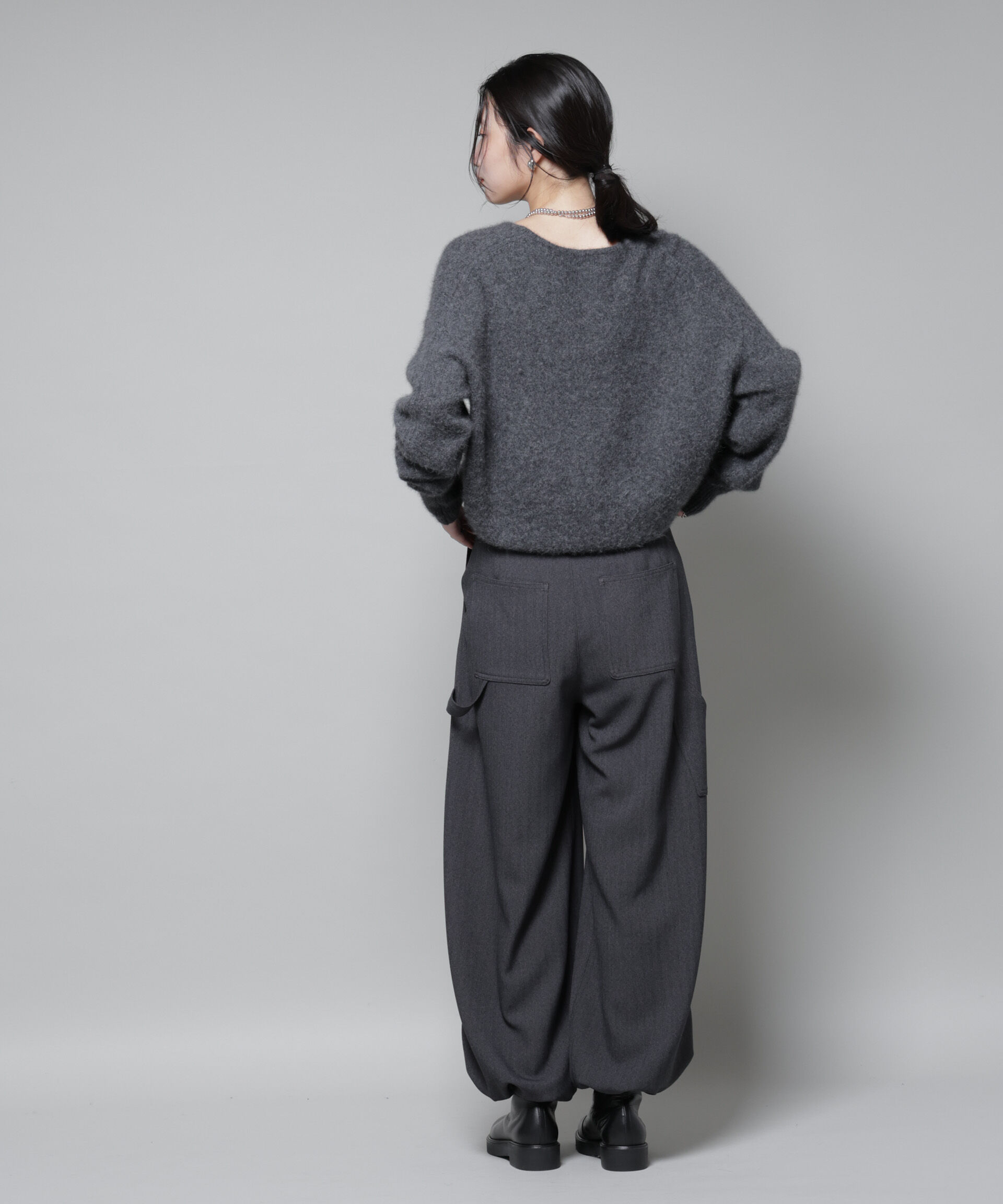 nano･universe「ヘリンボンツイードペインタードロストパンツ」|チノ|