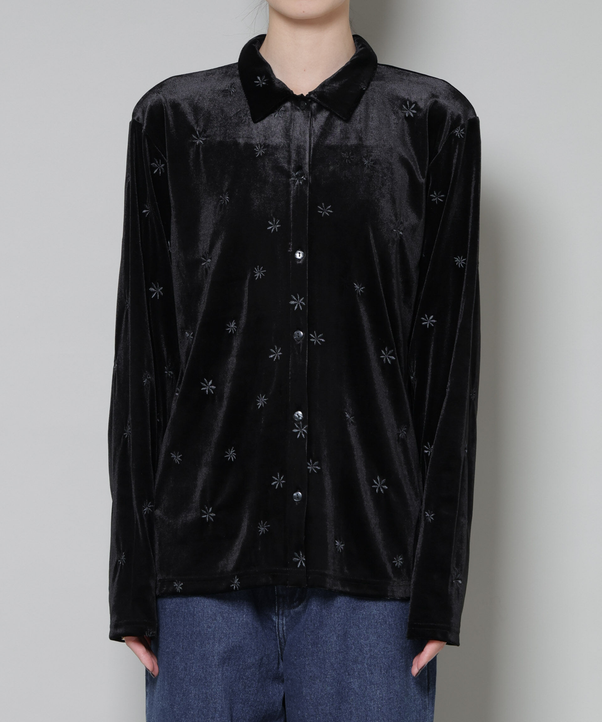 nano･universe「刺繍ベロアカットシャツ(セットアップ可)」|Tシャツ・カットソー|