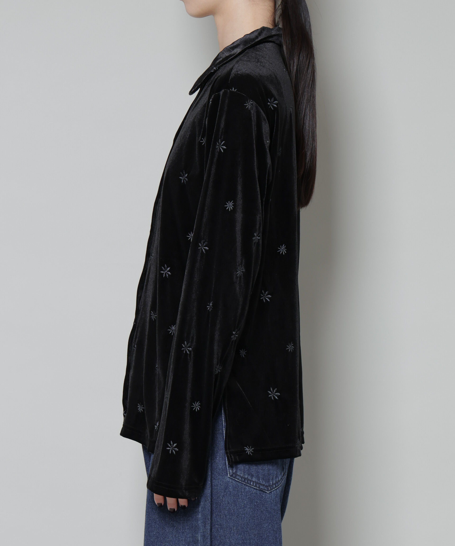 nano･universe「刺繍ベロアカットシャツ(セットアップ可)」|Tシャツ・カットソー|