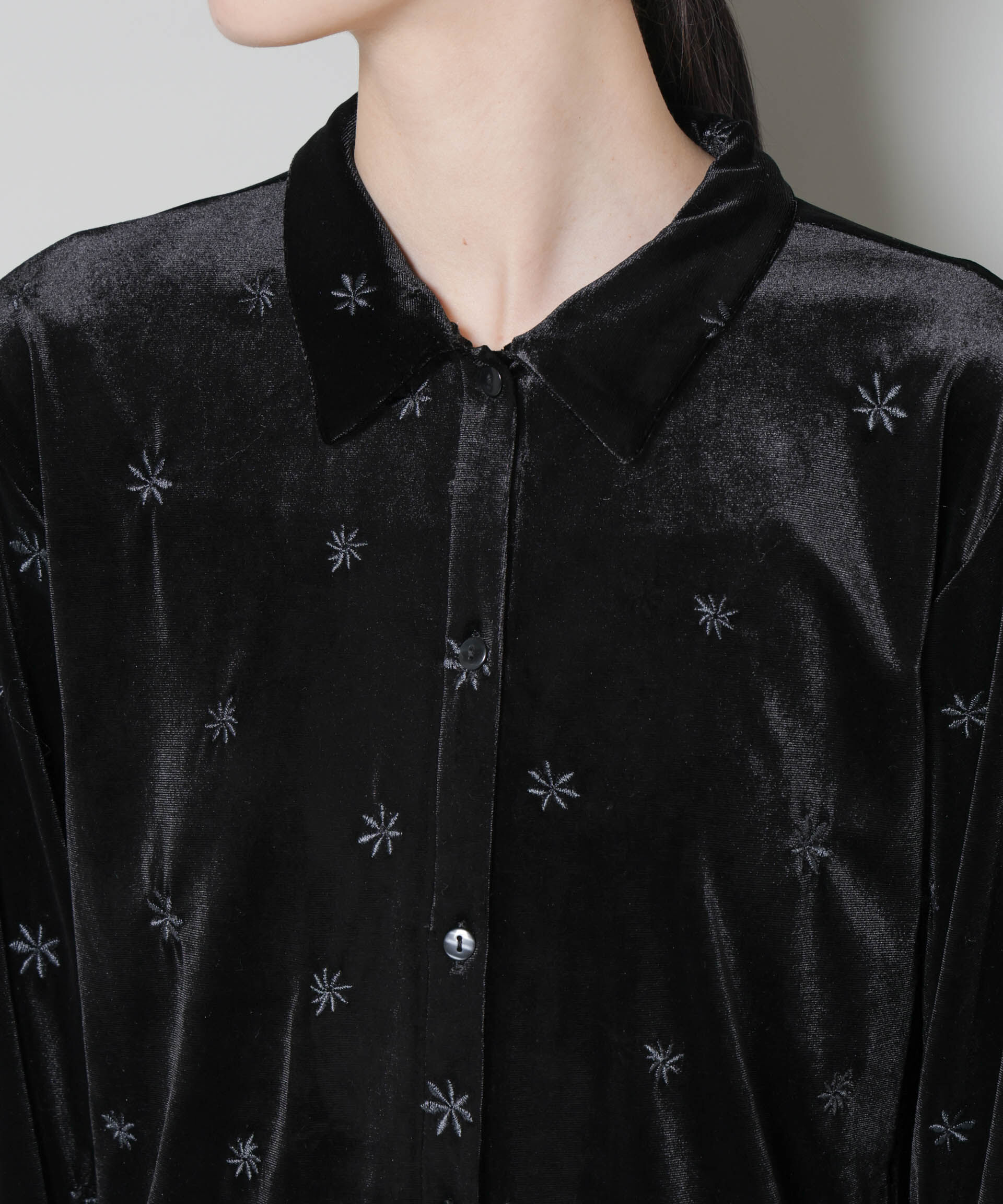 nano･universe「刺繍ベロアカットシャツ(セットアップ可)」|Tシャツ・カットソー|