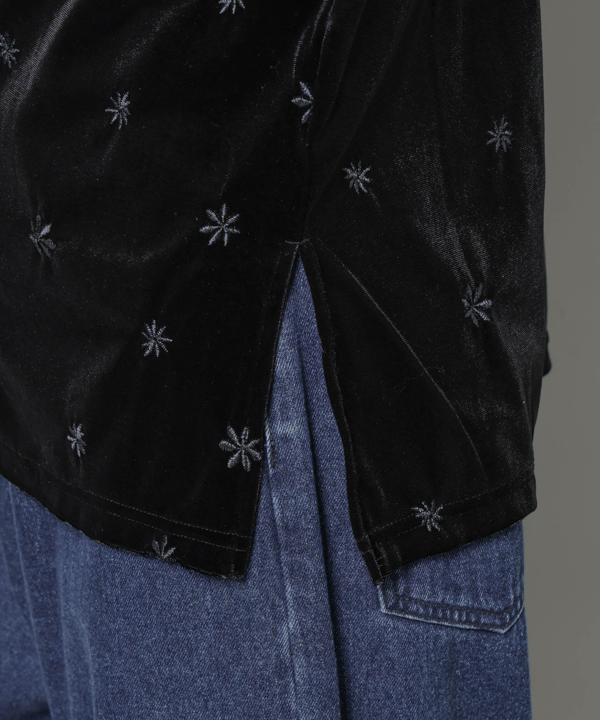 nano･universe「刺繍ベロアカットシャツ(セットアップ可)」|Tシャツ・カットソー|