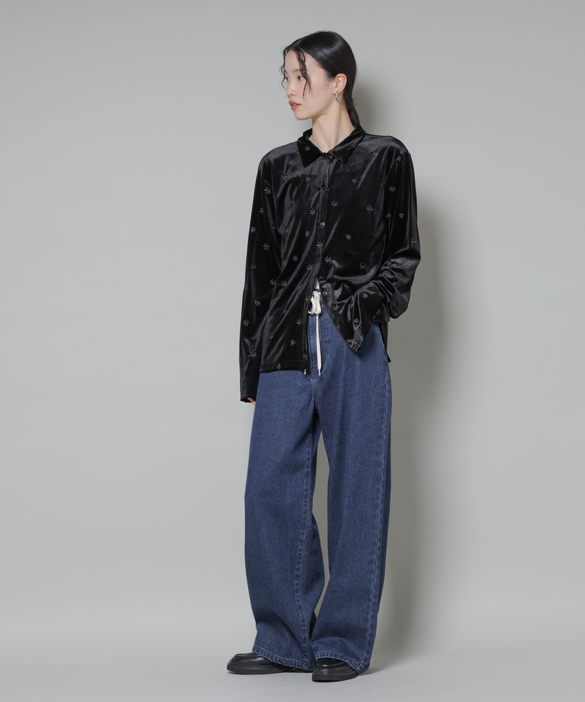 nano･universe「刺繍ベロアカットシャツ(セットアップ可)」|Tシャツ・カットソー|