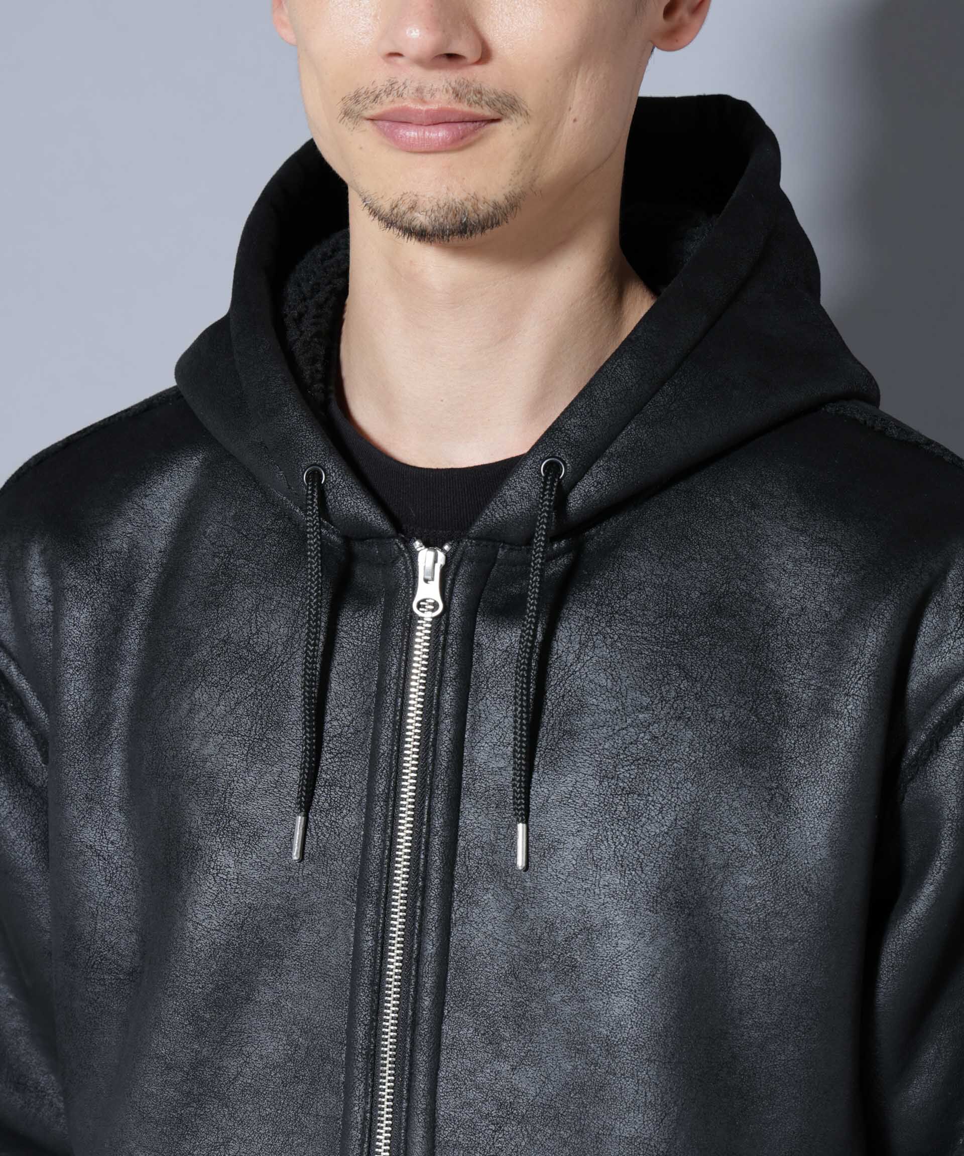 nano･universe「クラックフェイクムートンフードブルゾン」|ブルゾン・スタジャン|