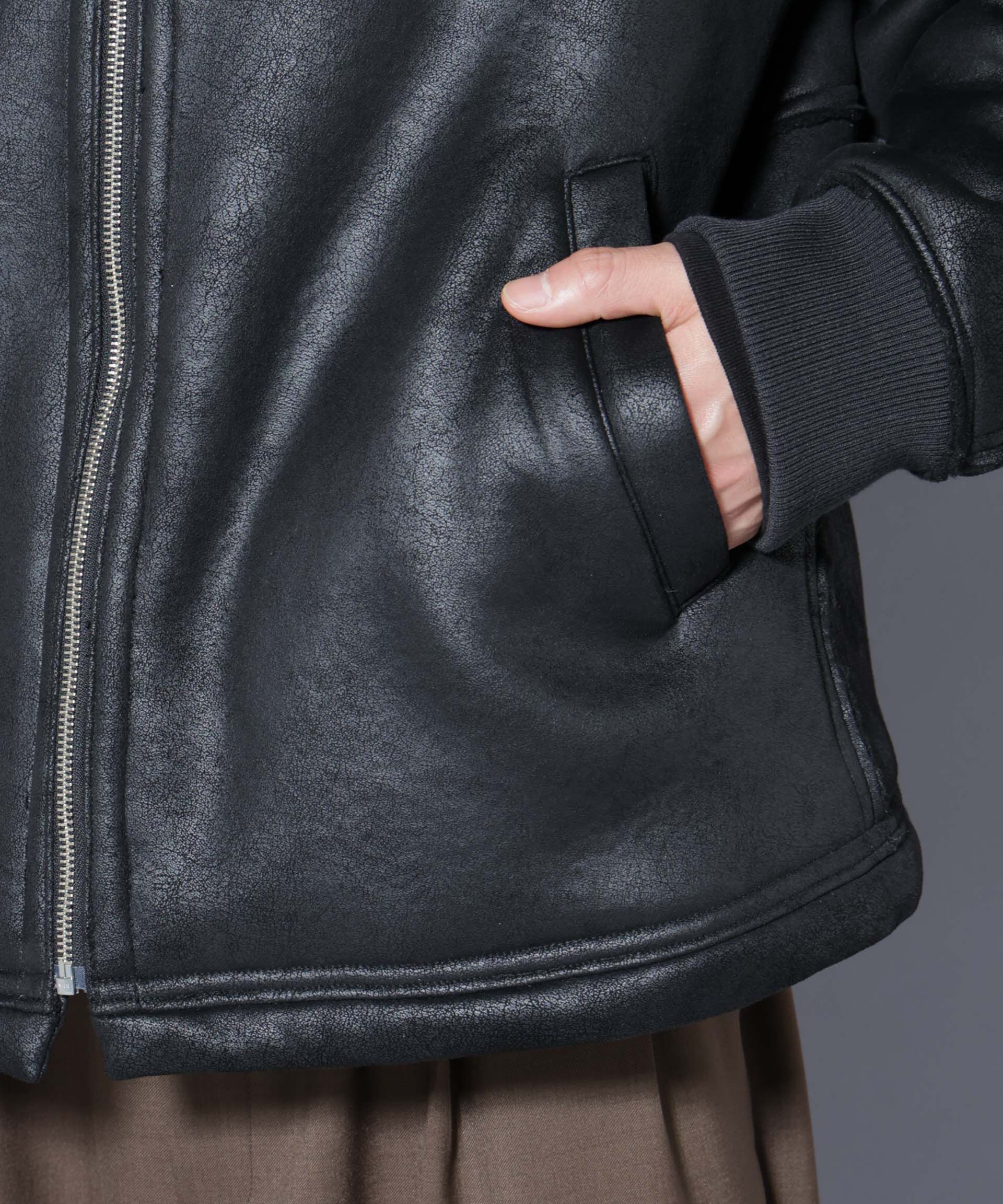 nano･universe「クラックフェイクムートンフードブルゾン」|ブルゾン・スタジャン|