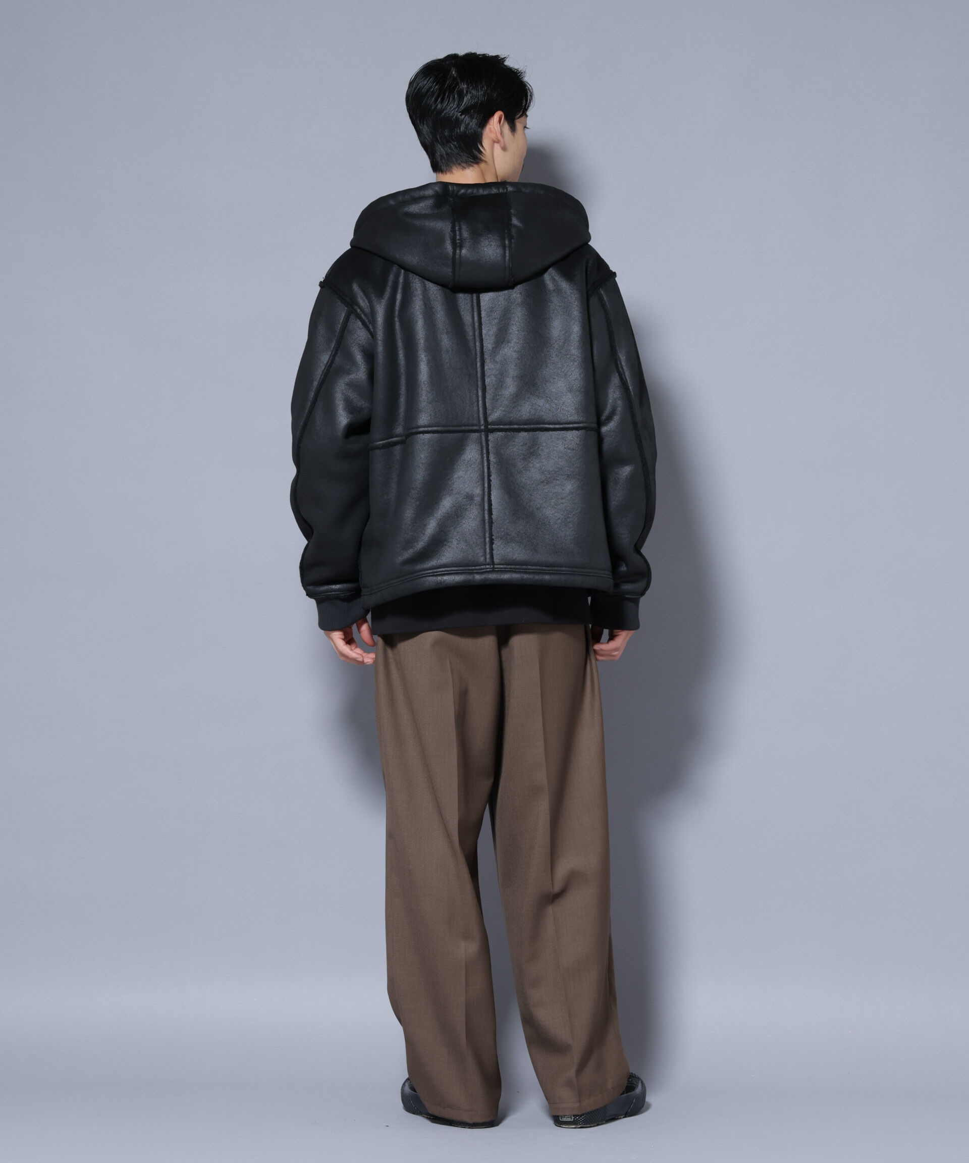 nano･universe「クラックフェイクムートンフードブルゾン」|ブルゾン・スタジャン|