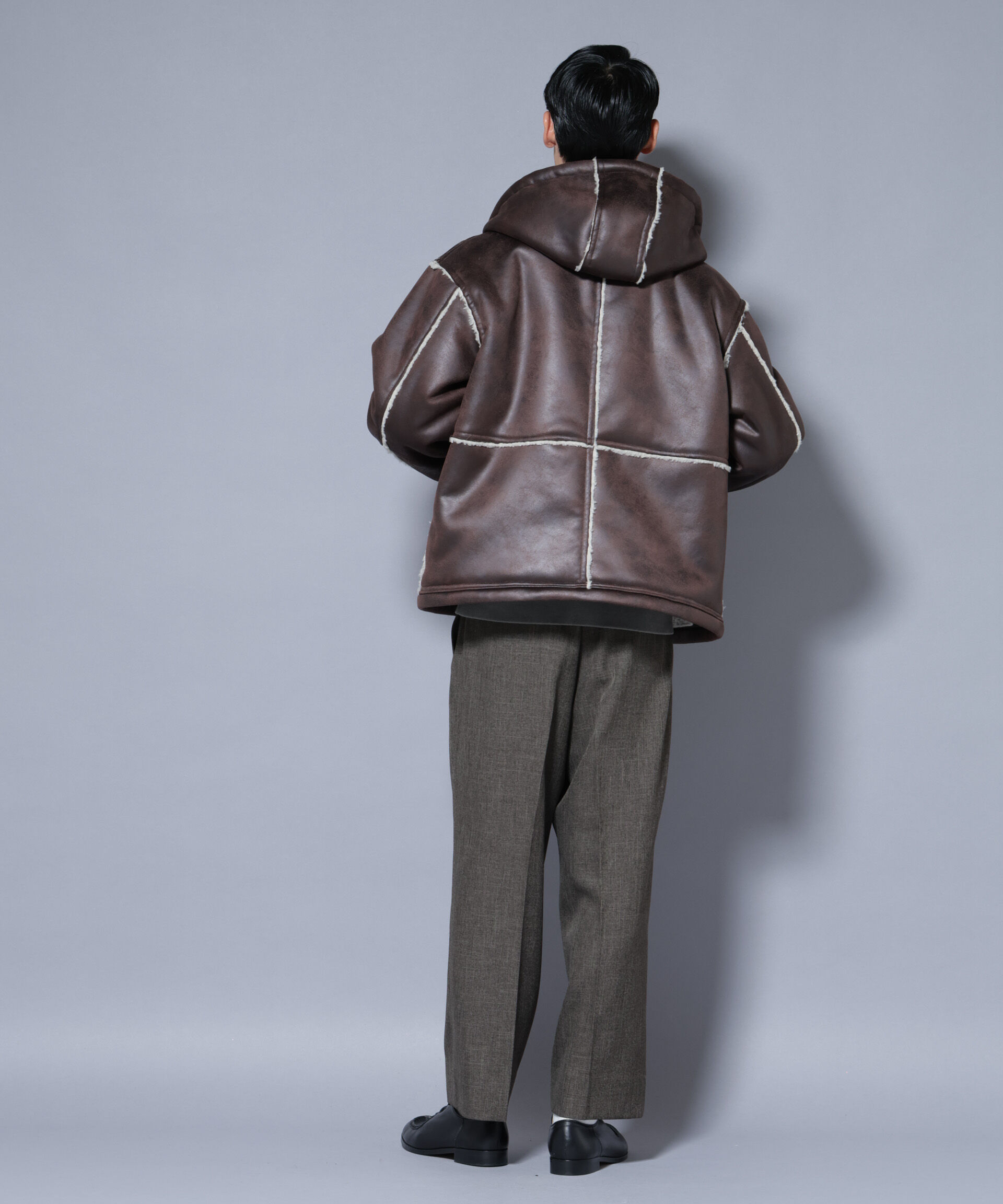 nano･universe「クラックフェイクムートンフードブルゾン」|ブルゾン・スタジャン|