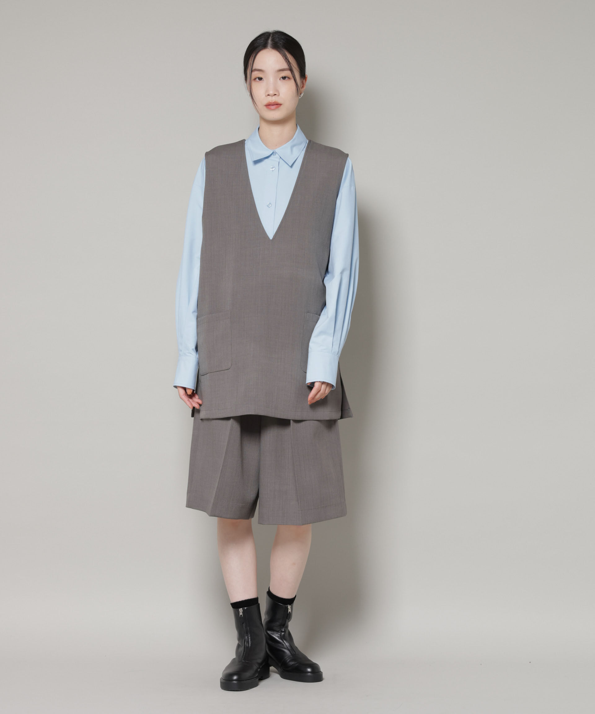 nano･universe「Vネックベスト&times;ハーフパンツ セットアップ」|ワンピース|