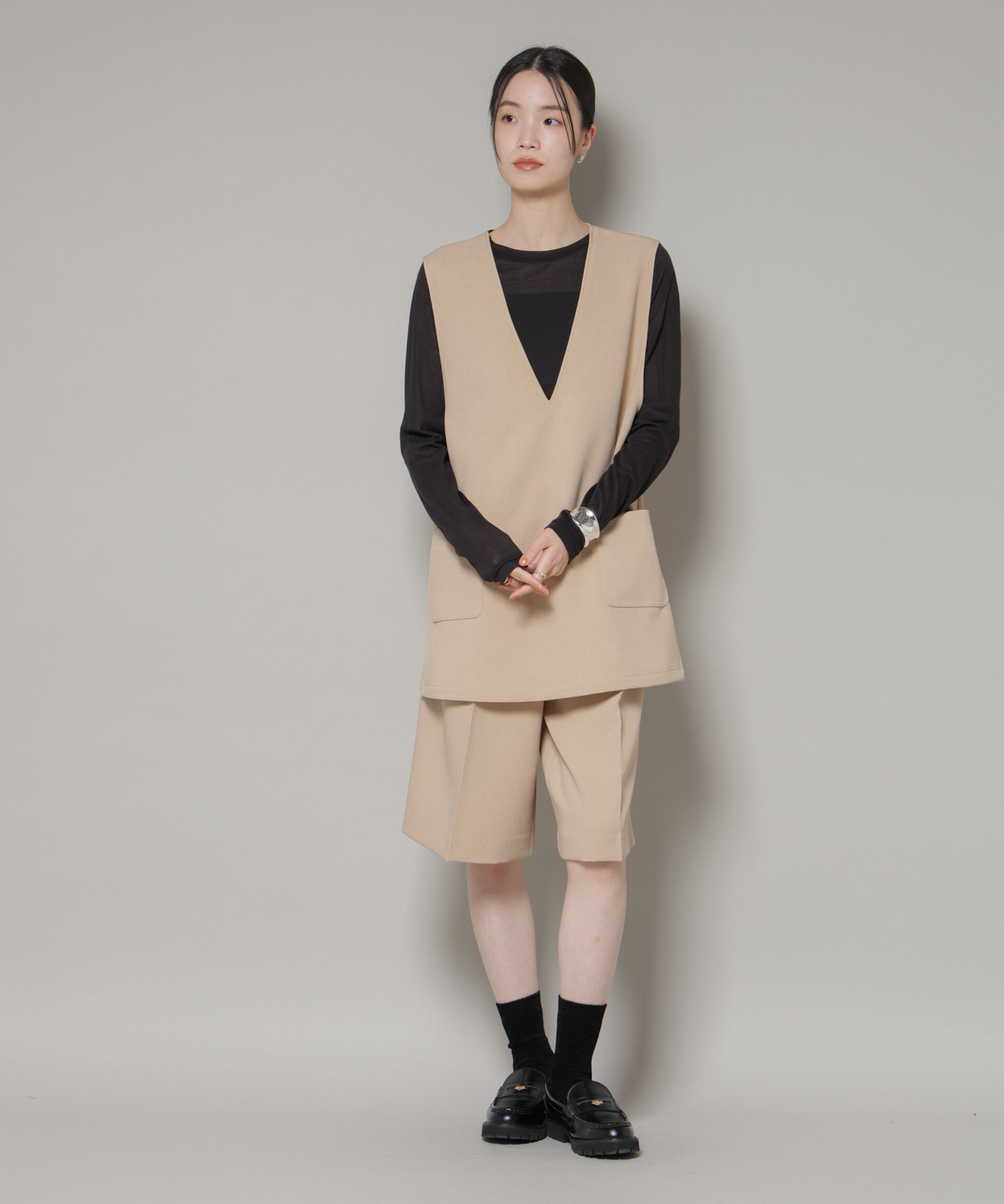 nano･universe「Vネックベスト&times;ハーフパンツ セットアップ」|ワンピース|