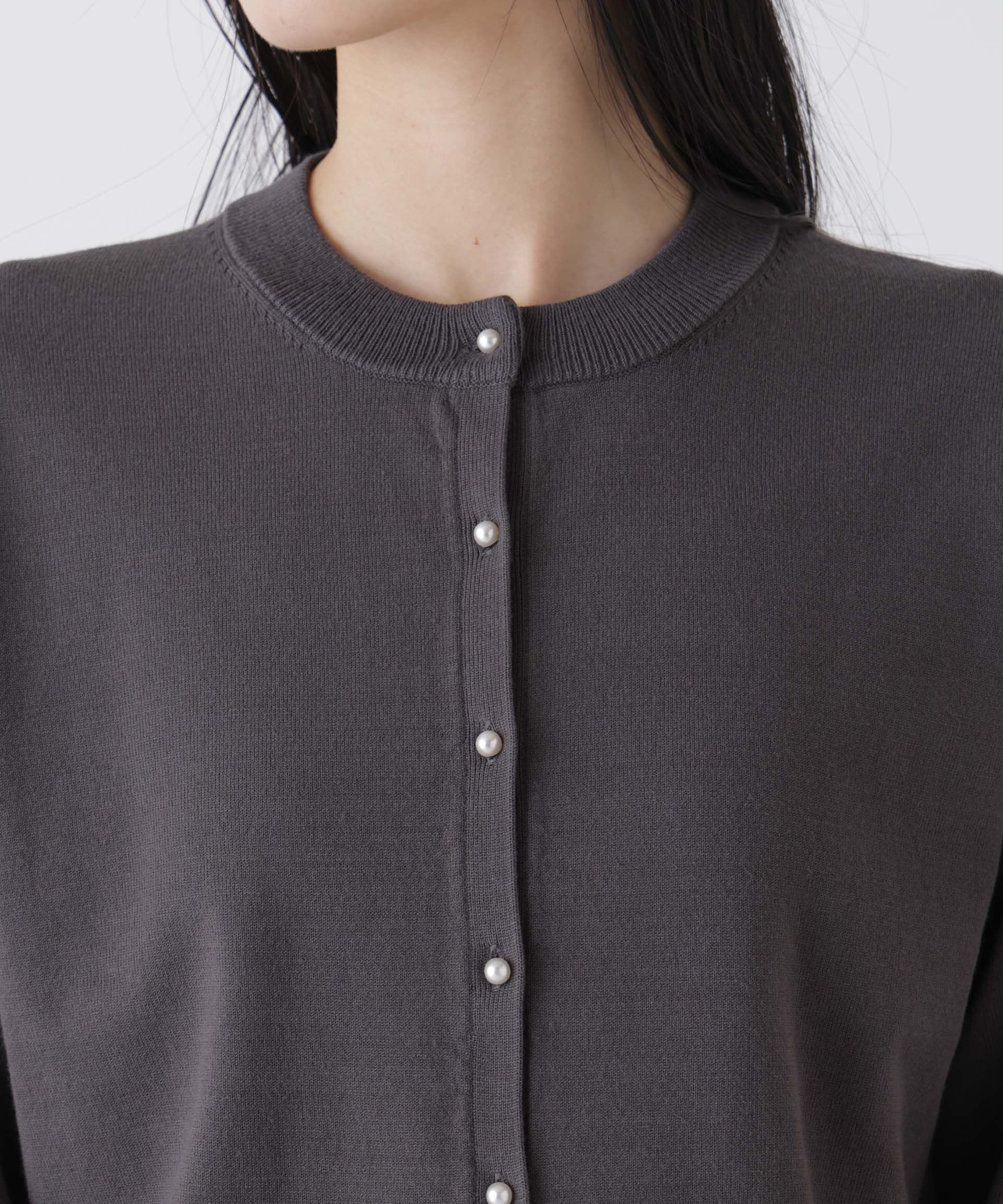 nano･universe「洗濯機洗可バンブーレーヨンニット パールボタンカーディガン」|ニット・セーター|