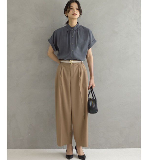 組曲「バウンディングシャーティング バンドカラーフリル ブラウス」|シャツ・ブラウス|