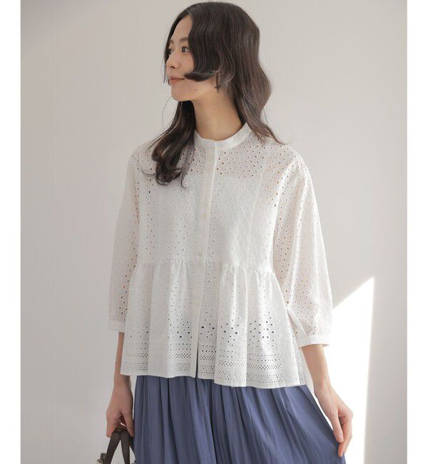 組曲「エンブロイダリーレーススタンドネック ブラウス」|シャツ・ブラウス|