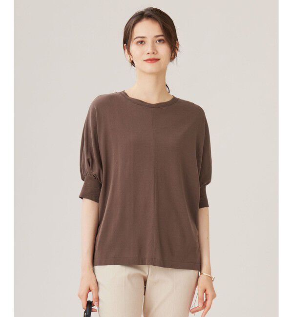 自由区「【カタログ掲載・洗える】ドルマンスリーブ カットソー」|Tシャツ・カットソー|セピア