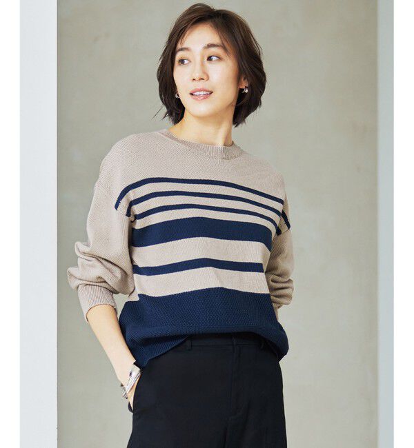 自由区「【洗える】コットンポリミドルゲージ ニット」|ニット・セーター|ﾍﾞｰｼﾞｭ&times;