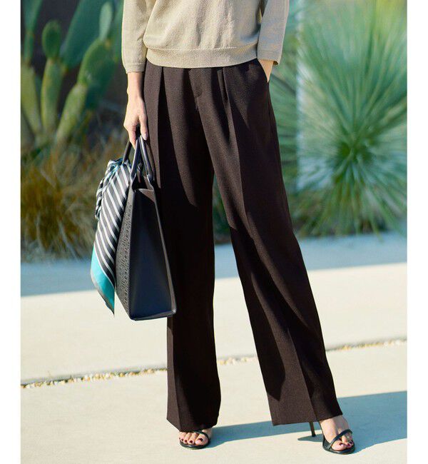 自由区「【ご好評につき新色追加・セットアップ対応】リネンライクシンセティックワイドストレート パンツ」|その他|[新色]ﾀﾞｰｸ