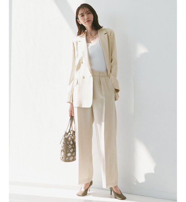 自由区「【ご好評につき新色追加・セットアップ対応】リネンライクシンセティックワイドストレート パンツ」|その他|