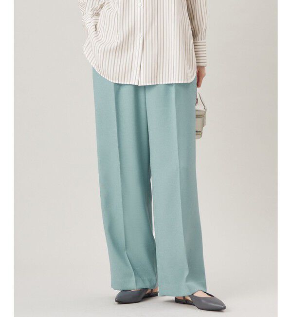 自由区「【ご好評につき新色追加・セットアップ対応】リネンライクシンセティックワイドストレート パンツ」|その他|ライトブルー
