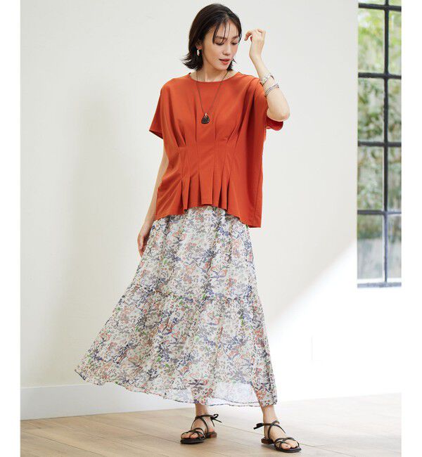 自由区「【セットアップ対応】ボタニカルフラワープリントティアード スカート」|スカート|
