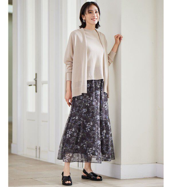 自由区「【セットアップ対応】ボタニカルフラワープリントティアード スカート」|スカート|