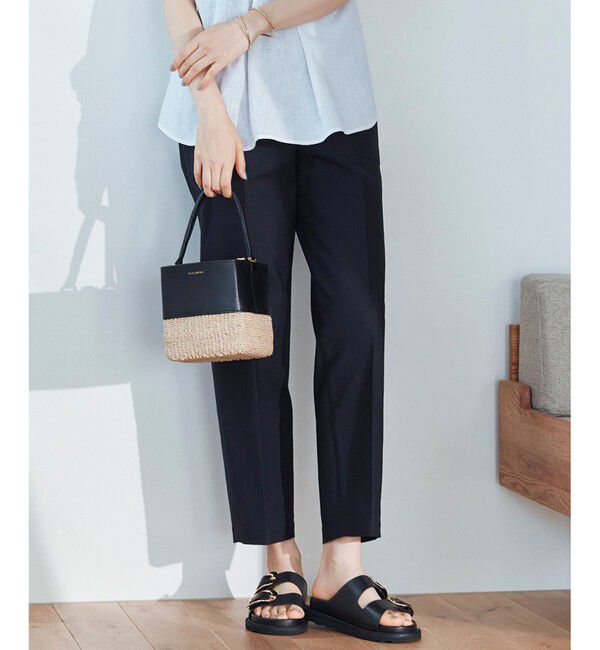 23区「【SLOW/洗える】バックサテンストレッチ ベイカーパンツ」|その他|ネイビー系