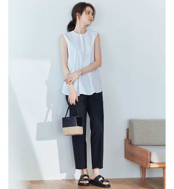 23区「【SLOW/洗える】バックサテンストレッチ ベイカーパンツ」|その他|