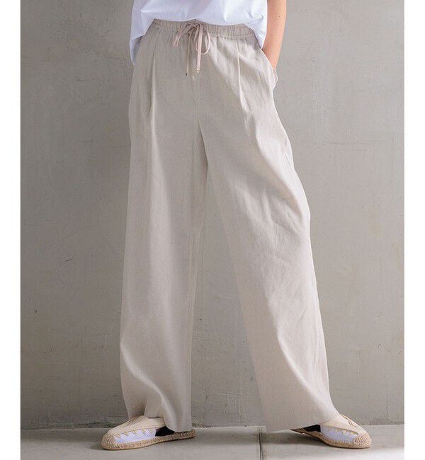23区「【洗える】リネンレーヨンストレッチ ドロスト パンツ」|その他|ベージュ系