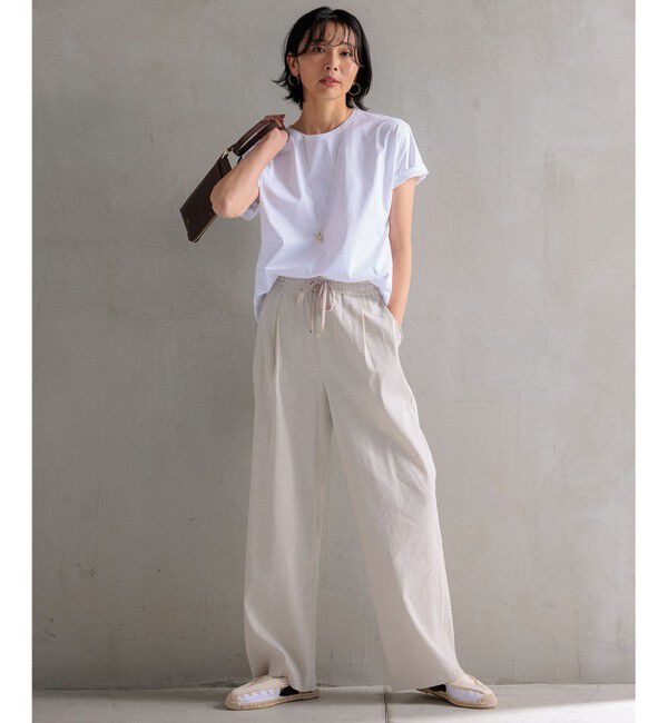 23区「【洗える】リネンレーヨンストレッチ ドロスト パンツ」|その他|