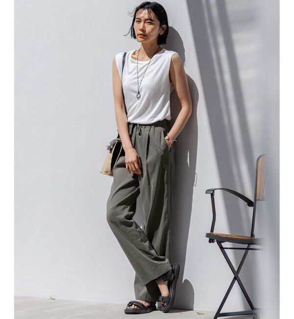 23区「【洗える】リネンレーヨンストレッチ ドロスト パンツ」|その他|