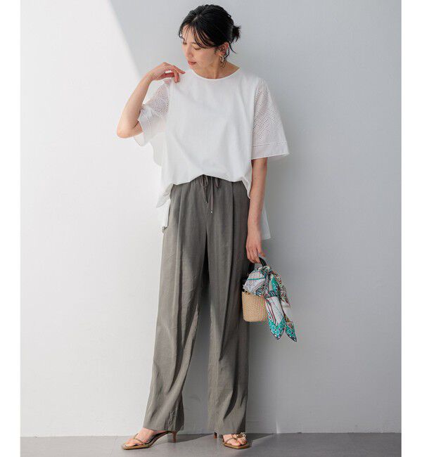 23区「【洗える】リネンレーヨンストレッチ ドロスト パンツ」|その他|