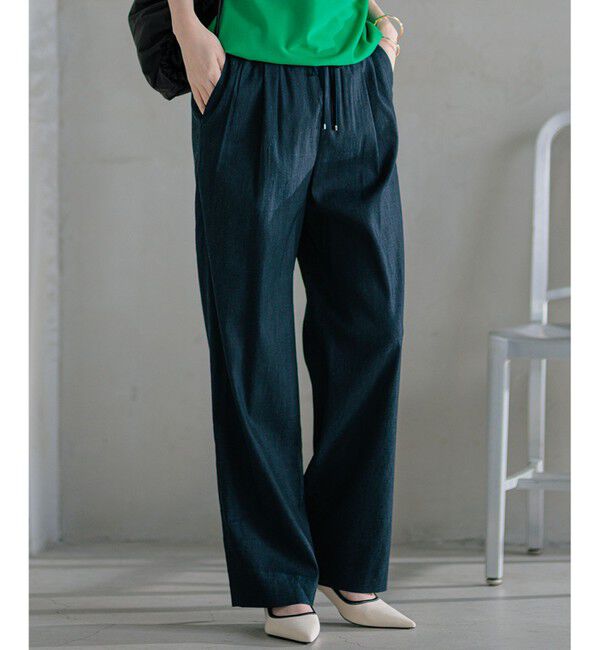 23区「【洗える】リネンレーヨンストレッチ ドロスト パンツ」|その他|ネイビー系