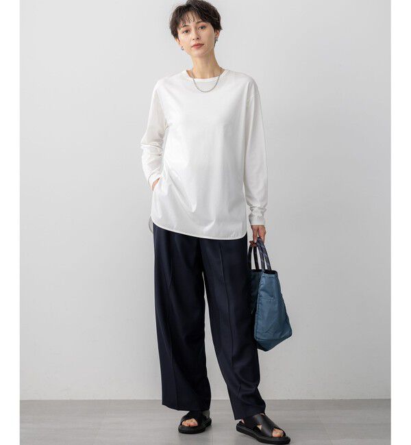 23区「【大好評素材/洗える】コットンベアジャージー ロング Tシャツ」|Tシャツ・カットソー|