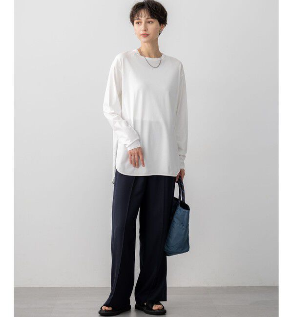 23区「【大好評素材/洗える】コットンベアジャージー ロング Tシャツ」|Tシャツ・カットソー|