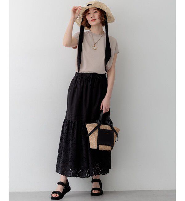 23区「レーヨンポリエステルストレッチ フレンチスリーブ ニット」|ニット・セーター|