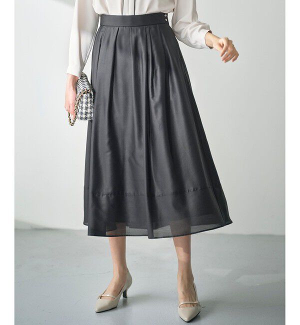 any SiS「【洗える】シアーチンツタック スカート」|スカート|ブラック