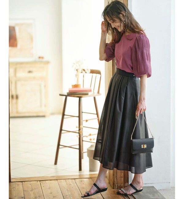 any SiS「【洗える】シアーチンツタック スカート」|スカート|