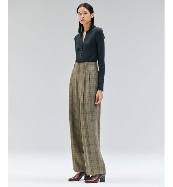 BEIGE,「SELMA / チェックウールハイウエストタックパンツ」|その他|