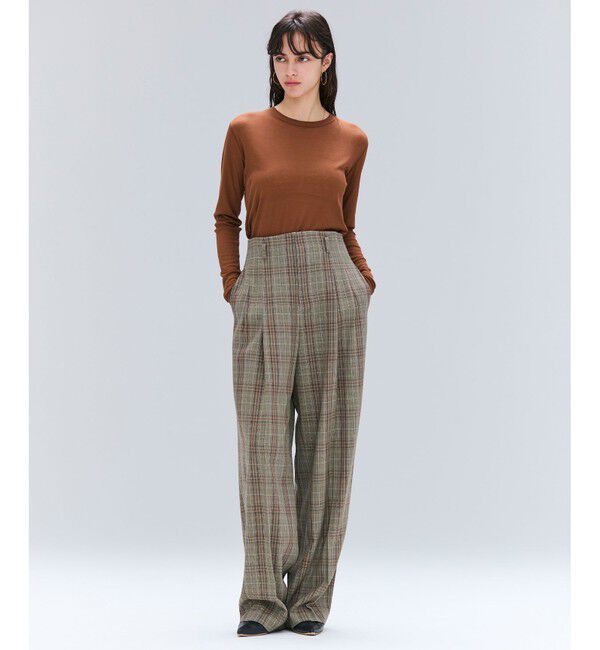BEIGE,「SELMA / チェックウールハイウエストタックパンツ」|その他|
