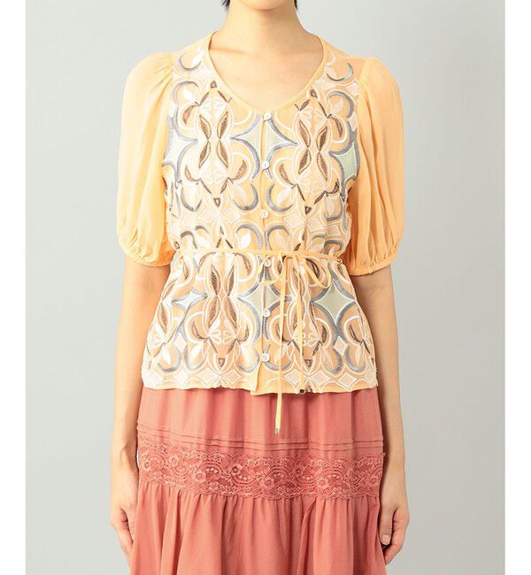 GRACE CONTINENTAL「パフスリーブ刺繍ブラウス」|シャツ・ブラウス|