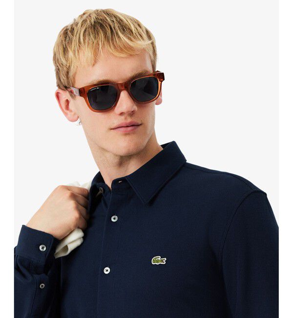 LACOSTE「スリムフィット オーガニックコットン鹿の子地長袖シャツ」|シャツ・ブラウス|