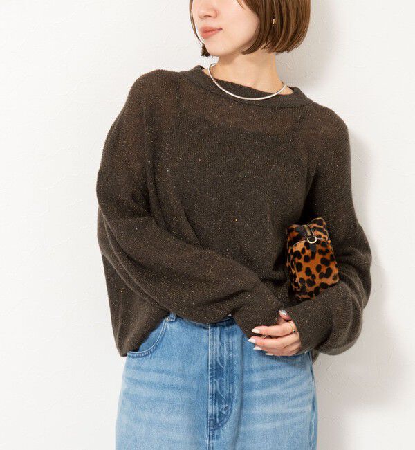 NOLLEY'S「《手洗い可能》スパンコールプルオーバー」|ニット・セーター|ダークブラウン