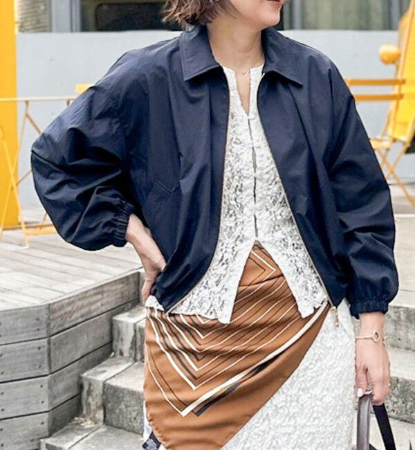 NOLLEY'S sophi「ウォッシャブルツイルライトジップアップブルゾン」|ブルゾン・スタジャン|ネイビー