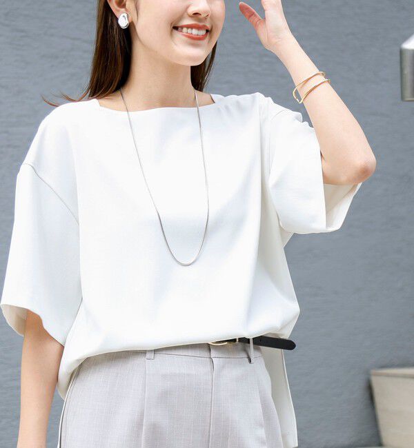 NOLLEY'S「《セットアップ対応》ウォッシャブルイージーツイルTブラウス」|シャツ・ブラウス|ホワイト