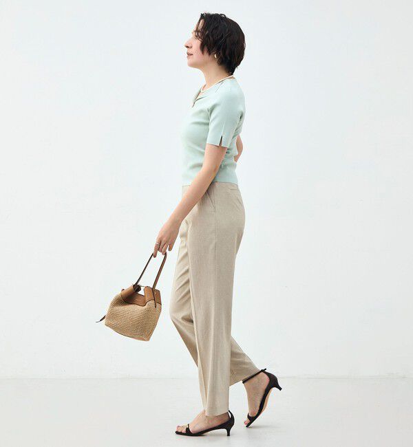 NOLLEY'S sophi「《手洗い可能》トライアングルカラー総針5分袖プルオーバー」|ニット・セーター|