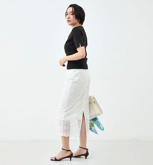 NOLLEY'S sophi「《手洗い可能》トライアングルカラー総針5分袖プルオーバー」|ニット・セーター|