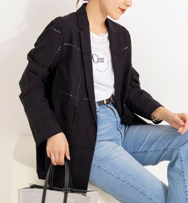 NOLLEY'S「ウォッシャブルレースジャケット」|テーラードジャケット|ブラック