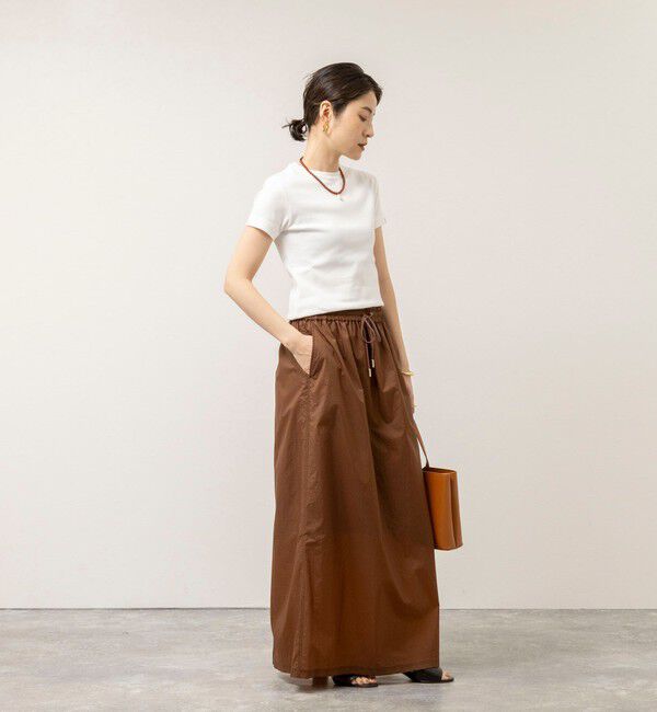 MAQWEL「【MAQWEL/マクウェル】ウォッシャブルCOTTON RIB 半袖Tシャツ」|Tシャツ・カットソー|